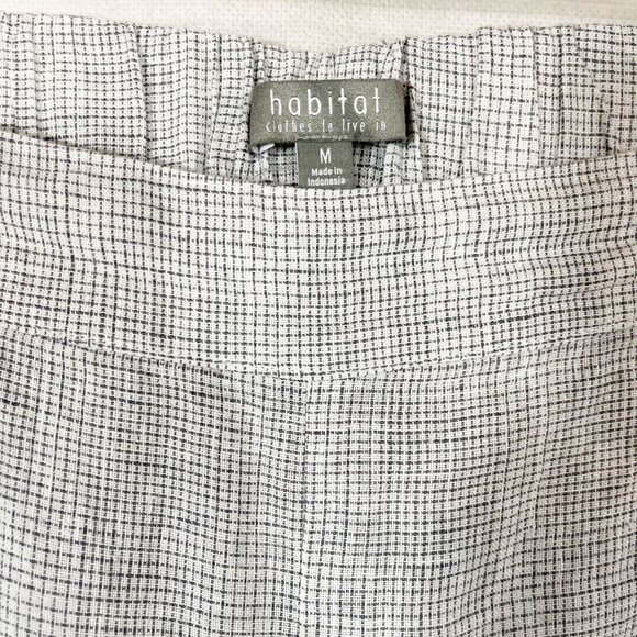 Habitat Linen Pull On Pants White Black Grid Print Drawstring Hem - Size Medium - Picture 4 of 8